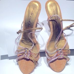 Strappy wedge cork heel sandal Nadine & David